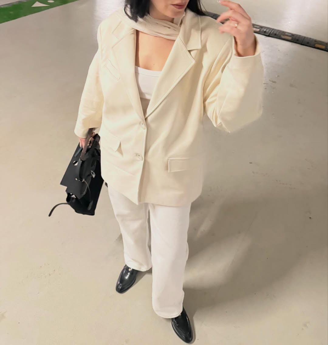 Sacre Scarf Blazer Jacket Ivory